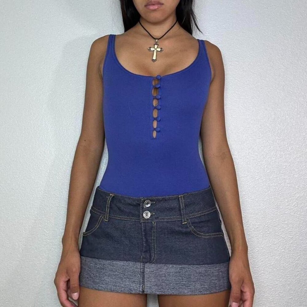 90s EXPRESS PURPLE SCOOP NECK BODYSUIT